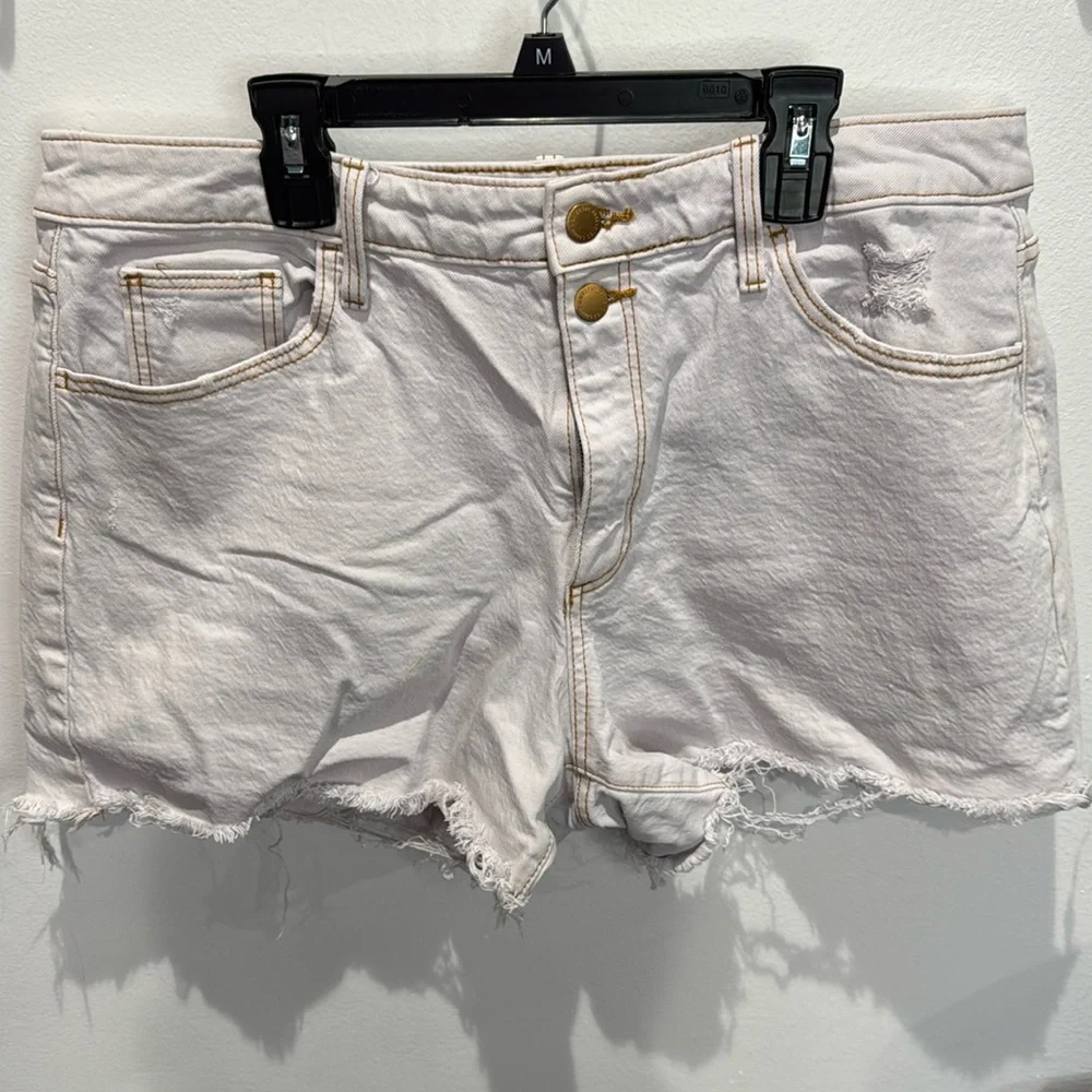 Universal Thread Vintage Jean Shorts High Rise‎ Frayed Cut-Off Hem Cream W 14/32